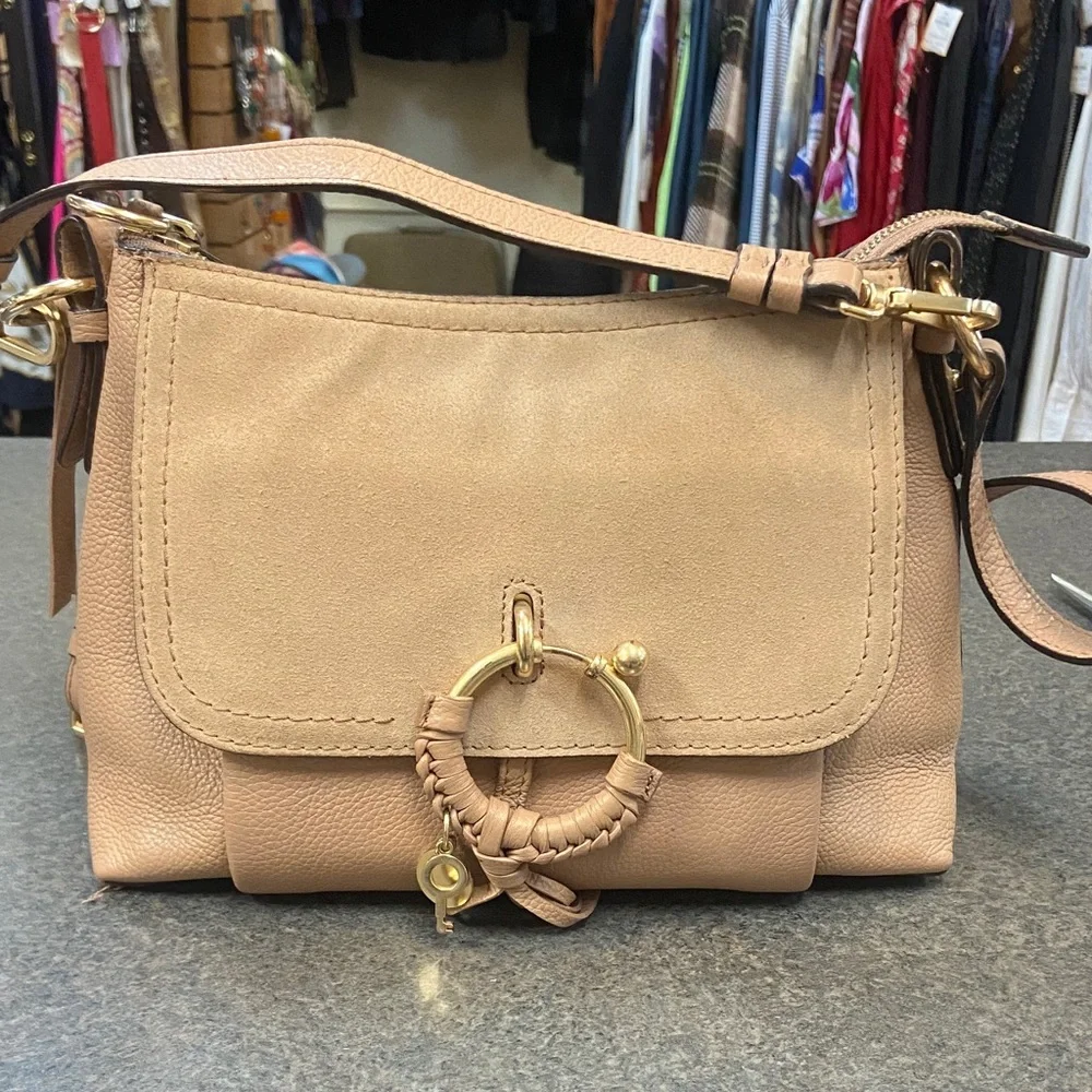 See By Chloé Tan Suede & Leather Shoulder Bag with Braided Ring - Picture 2 of 9